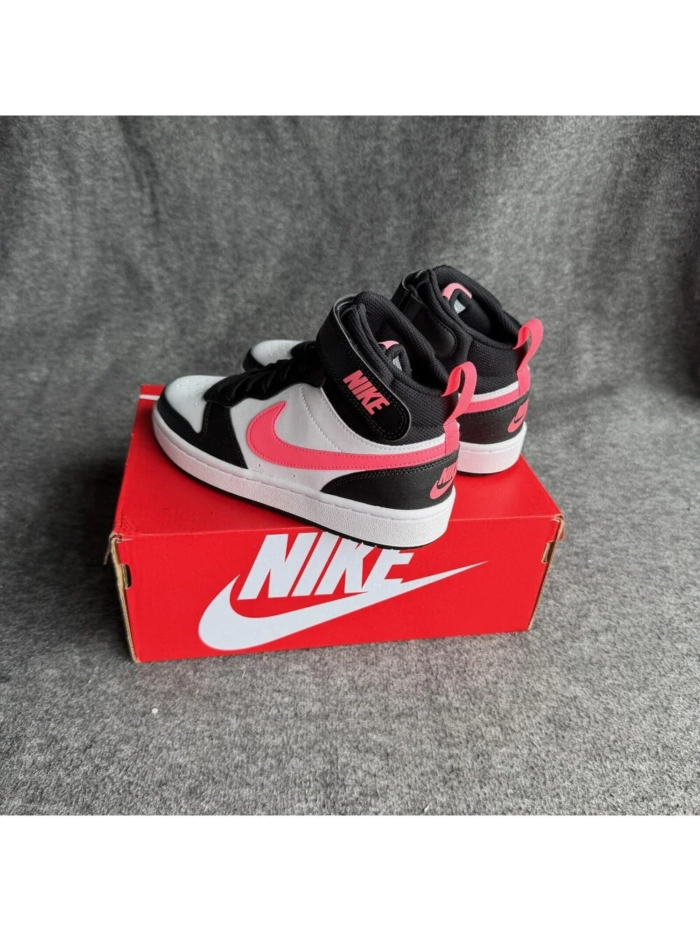 Nike Court Borough Mid 2 Shoes Youth 5Y Black Pink Sneakers CD7782-005